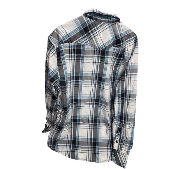 Men’s Reclaim XL Athletic Fit Long Sleeve Black Pearl Snap Button Plaid Shirt - Picture 5 of 7